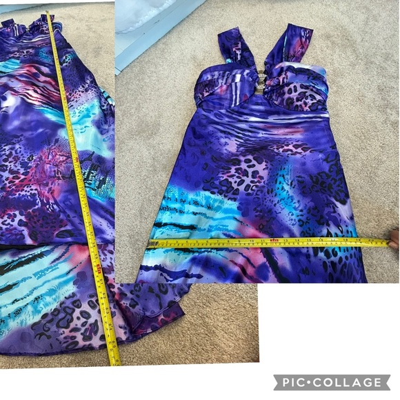 Jolie purple blue leopard animal print sweetheart mermaid open back gown dress - Picture 15 of 17